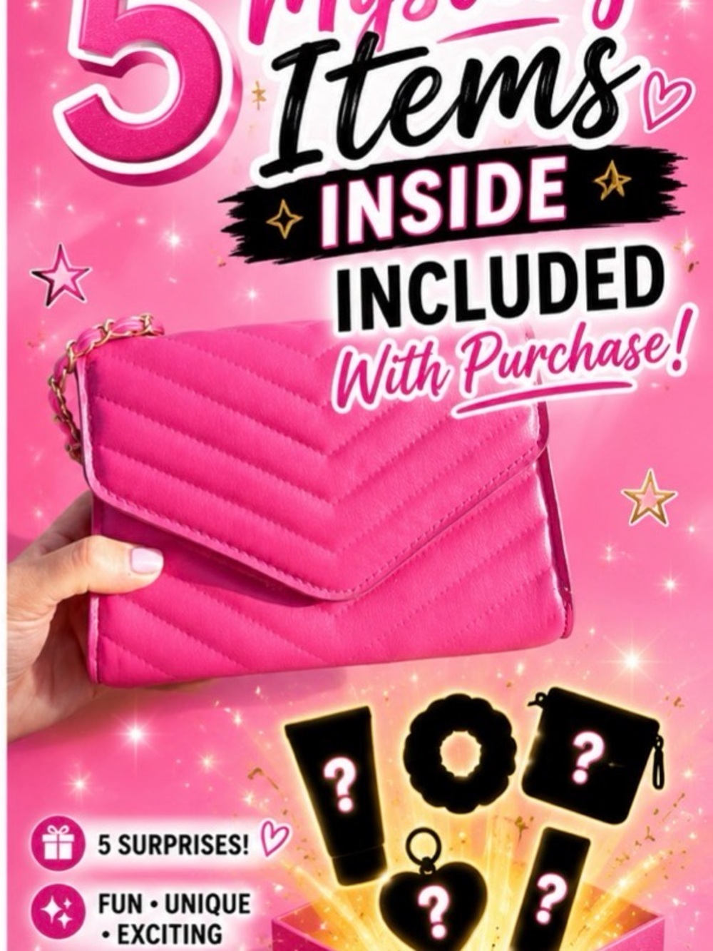Quilted Flap Crossbody Bag in Hot Pink with Chain Strap